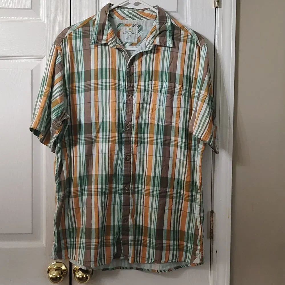 Bob Timberlake plaid button down lined casual shirt Sz L